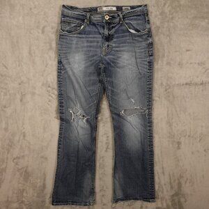 BKE jeans Tyler relaxed bootcut men's 31R blue denim distressed